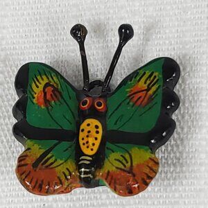 Really Beautiful Set of 2 Vintage Hand Painted Butterfly Pendants